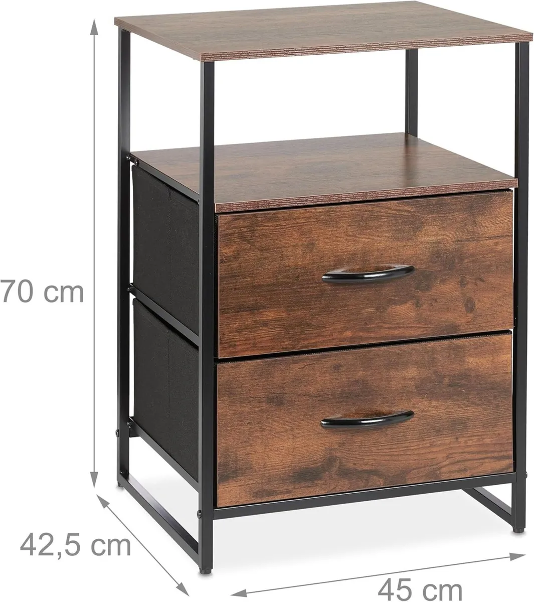 Industrial Bedside Table Set of 2 HWD: 70 x 45 - Image 3