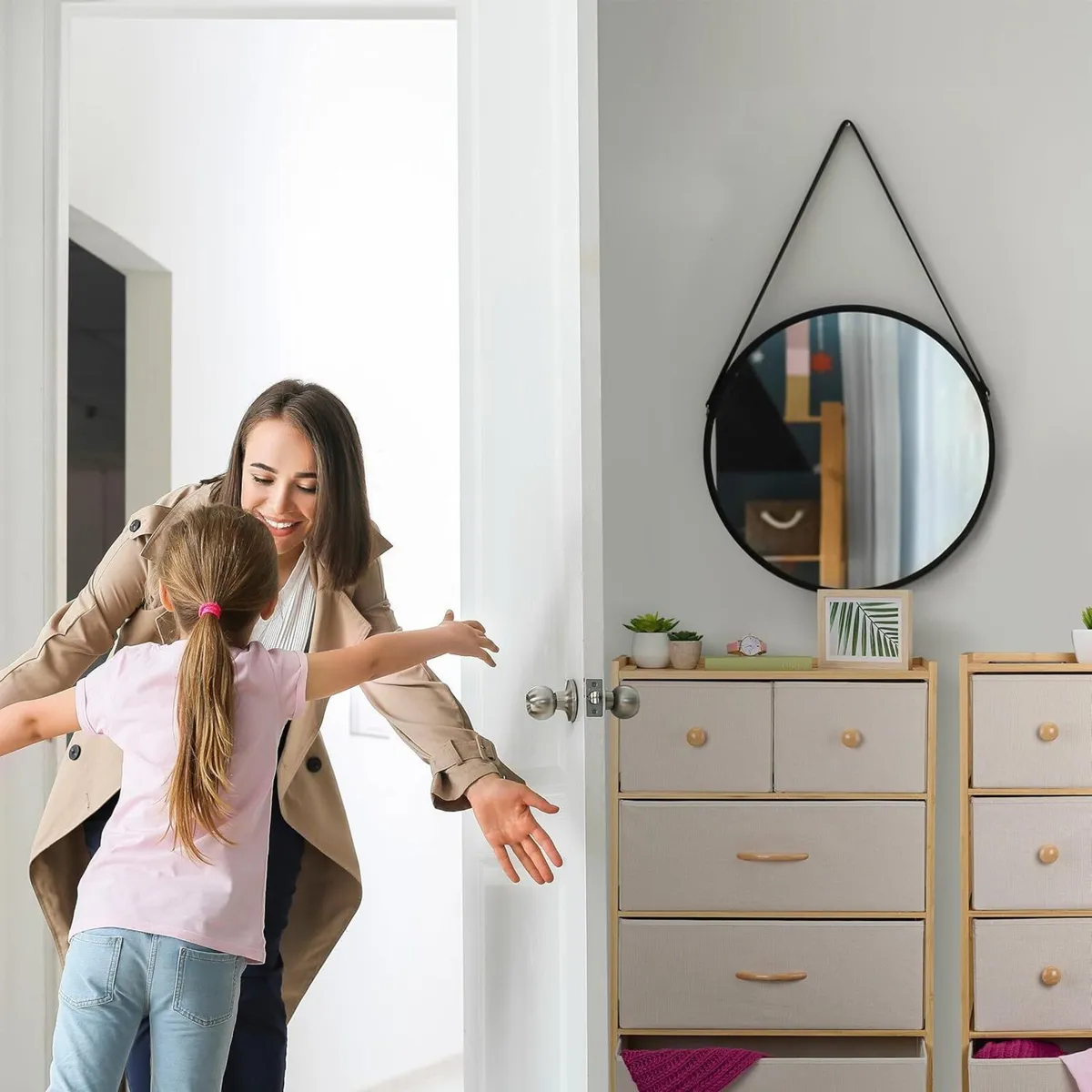 Dresser Storage Unit Bamboo 5 Fabric Drawers - Image 4