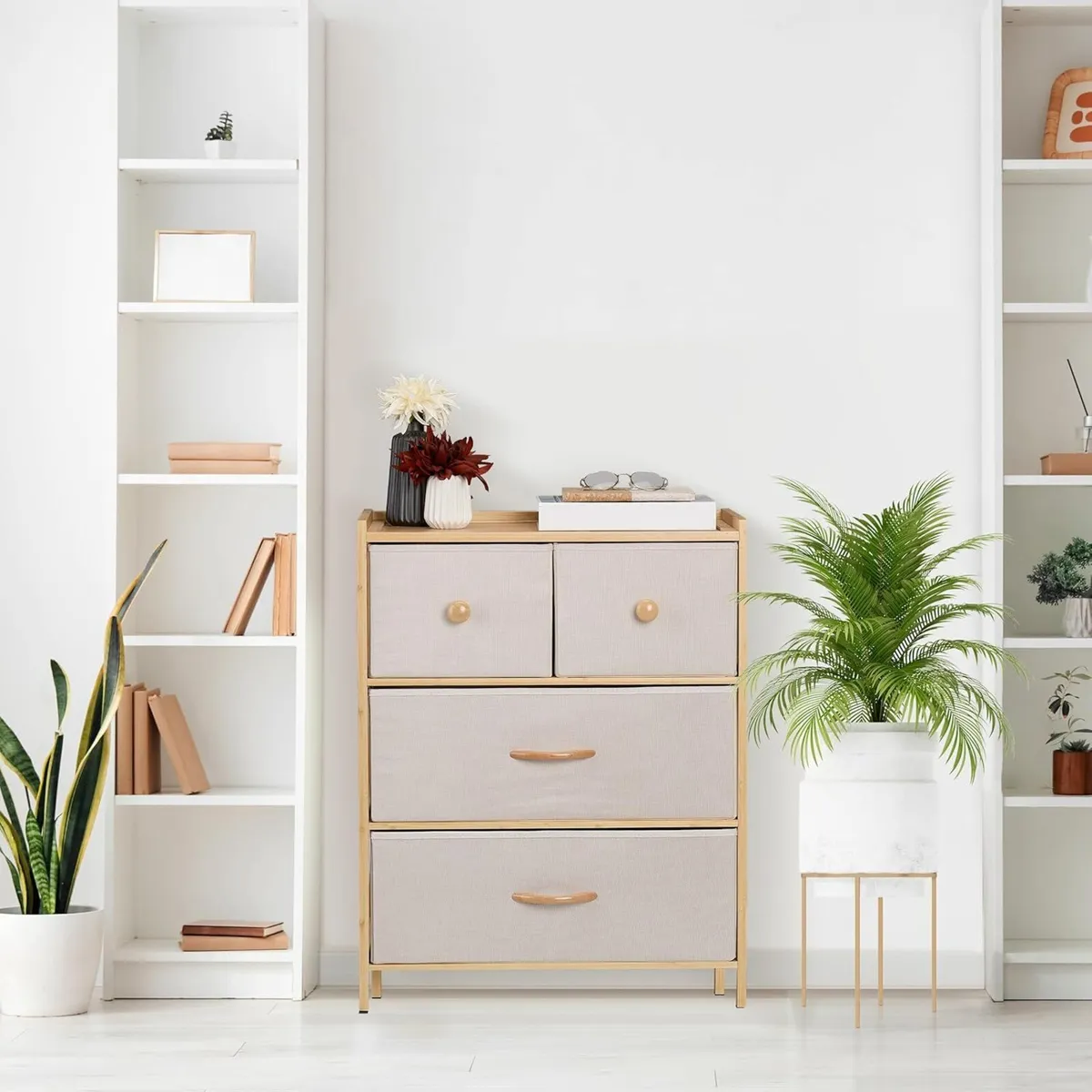 Dresser Storage Unit Bamboo 4 Fabric Drawers in 2 - Image 2