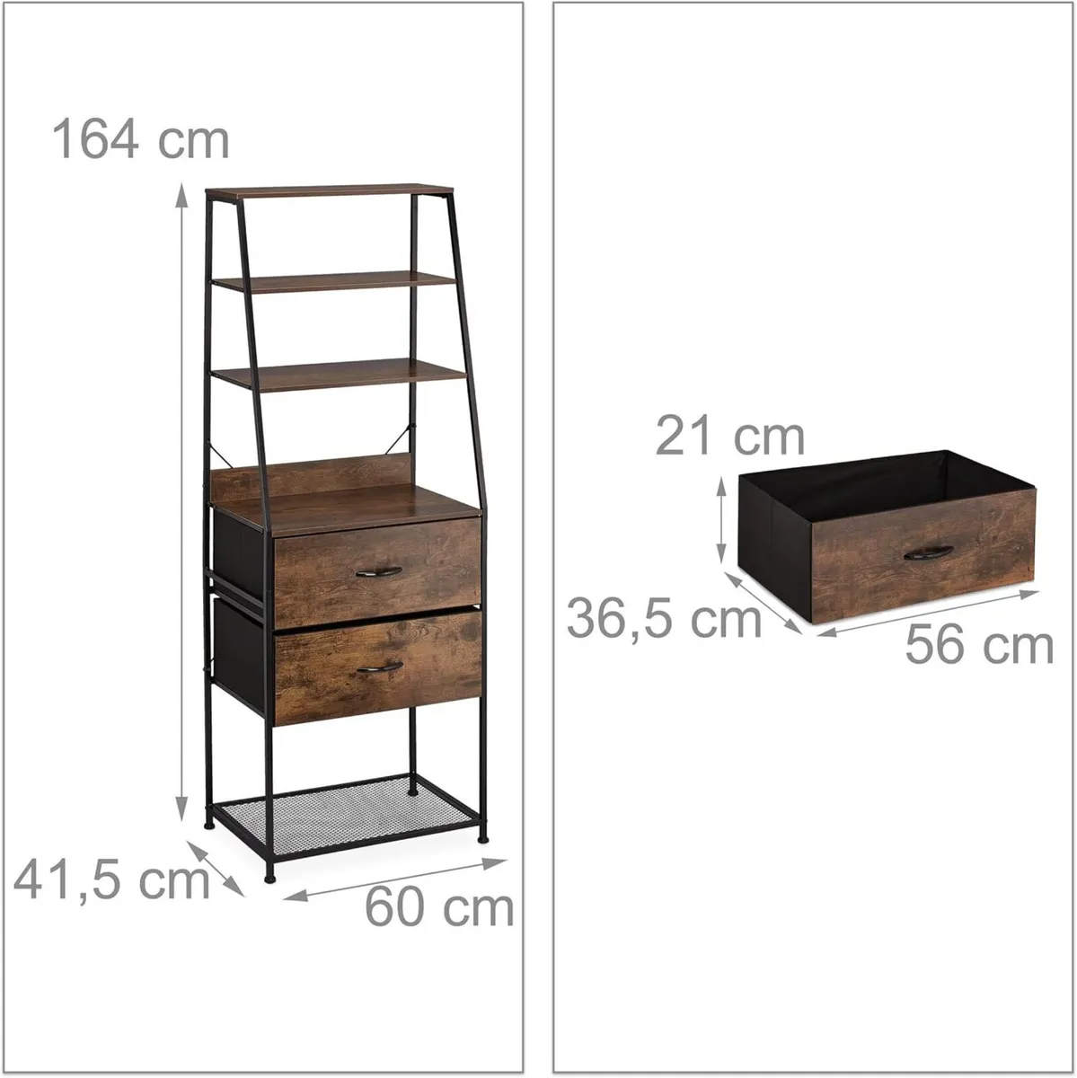 Shelf 3 Drawers Shelves Vintage Look Industrial - Image 3