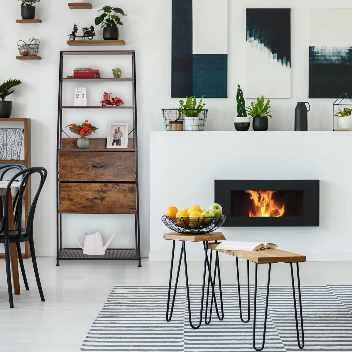 Shelf 3 Drawers Shelves Vintage Look Industrial - Image 4