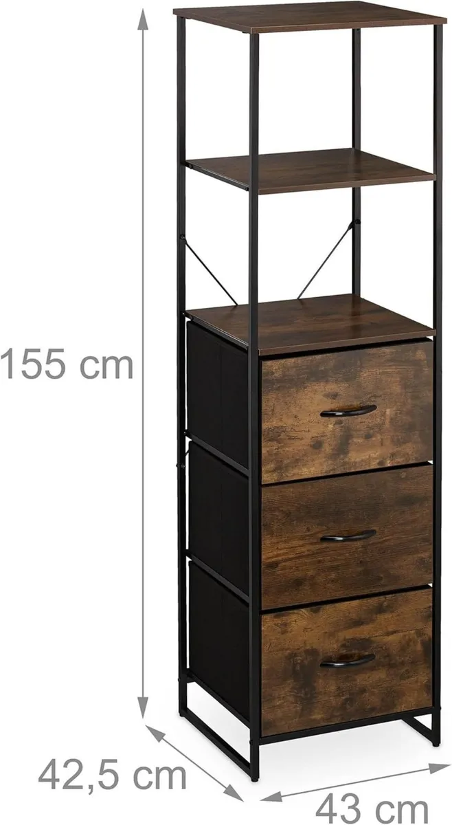 Shelf 3 Drawers Shelves Vintage Look Industrial - Image 3