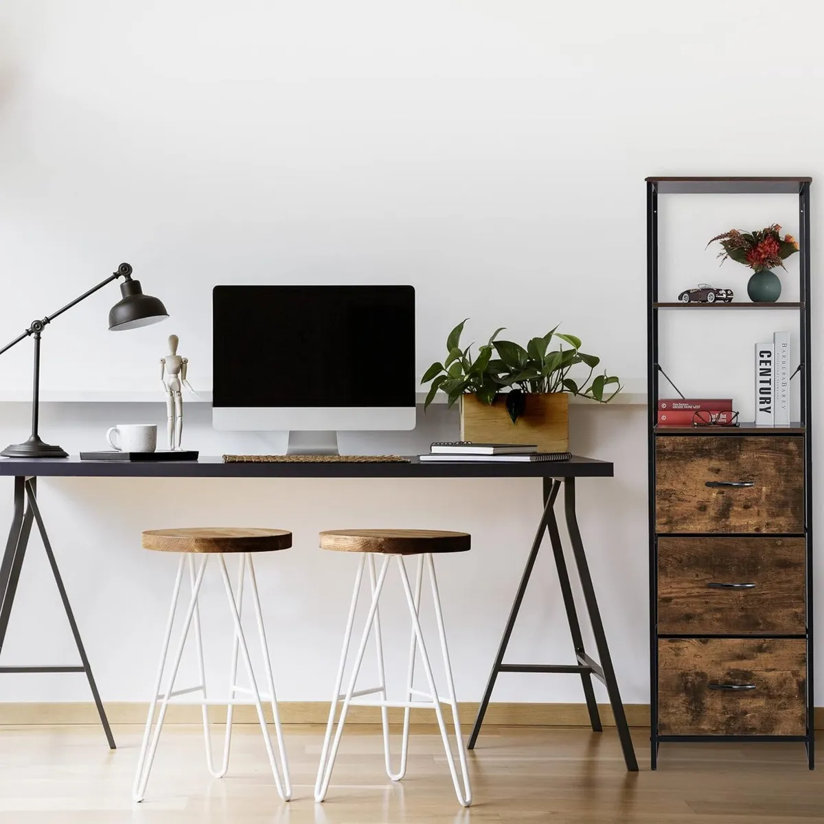 Shelf 3 Drawers Shelves Vintage Look Industrial - Image 4