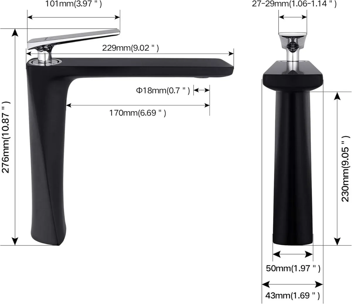 Matte Black Tall Bathroom Vessel Sink Tap for - Image 2