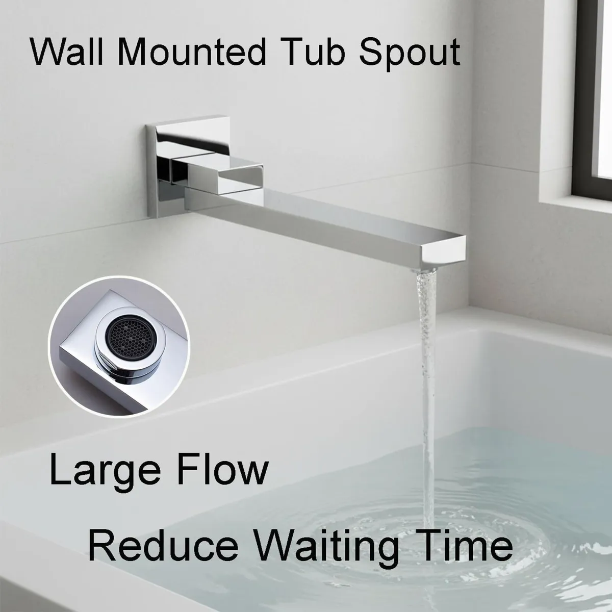 Chrome Bath Tub Spout for Bathroom Wall Single - Image 3