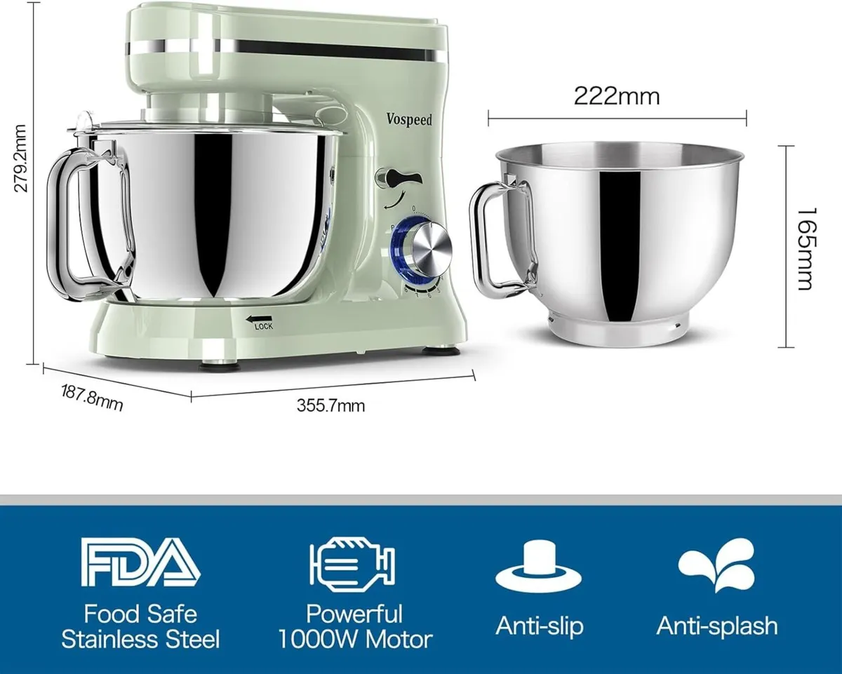 Stand Mixer 5 Quarts 8-Speed 1000W Tilt-Head Food - Image 2