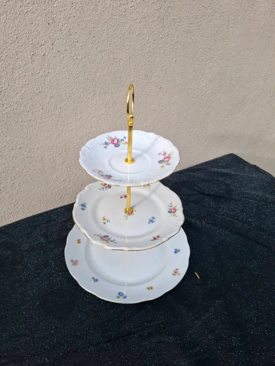 Floral china cake stand postage possible