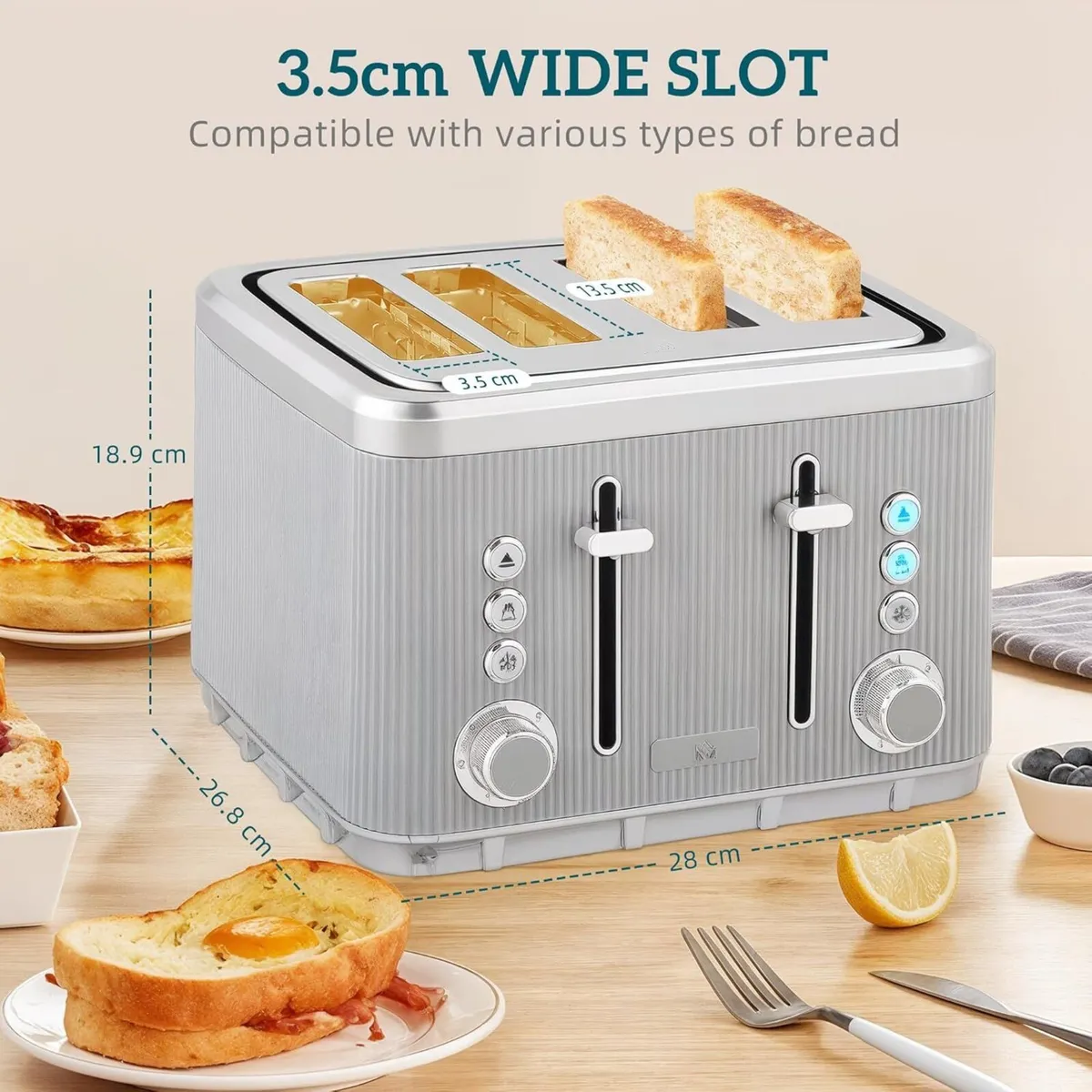 Electric Stainless Steel Kettle and Toaster Set - Image 3