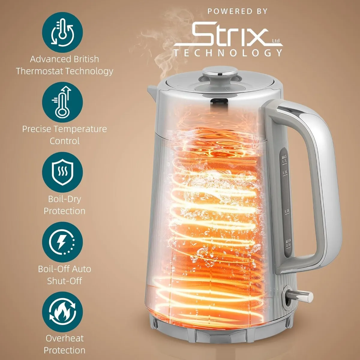 Electric Stainless Steel Kettle and Toaster Set - Image 4