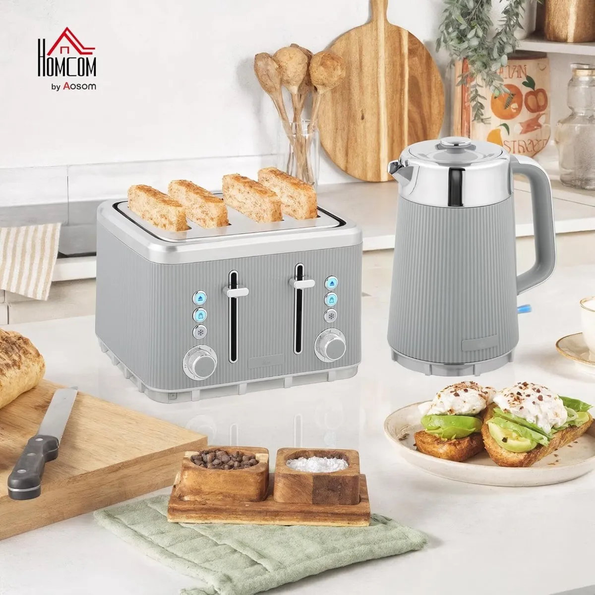 Electric Stainless Steel Kettle and Toaster Set - Image 2