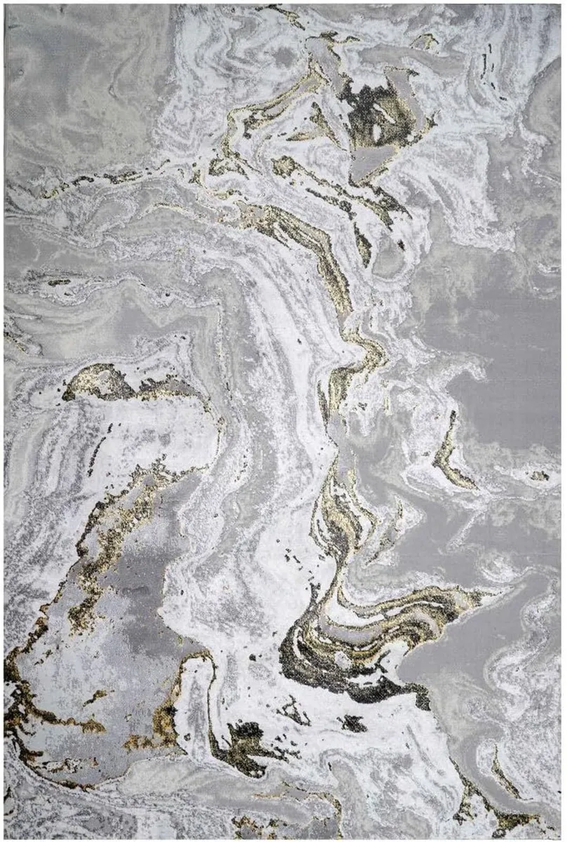 Modern Designer Silver Grey Gold Marble Effect - Image 1