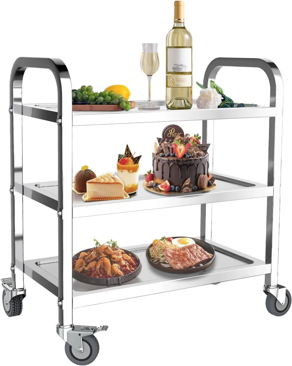 3 Tier Stainless Steel Kitchen Trolley Cart - Image 1