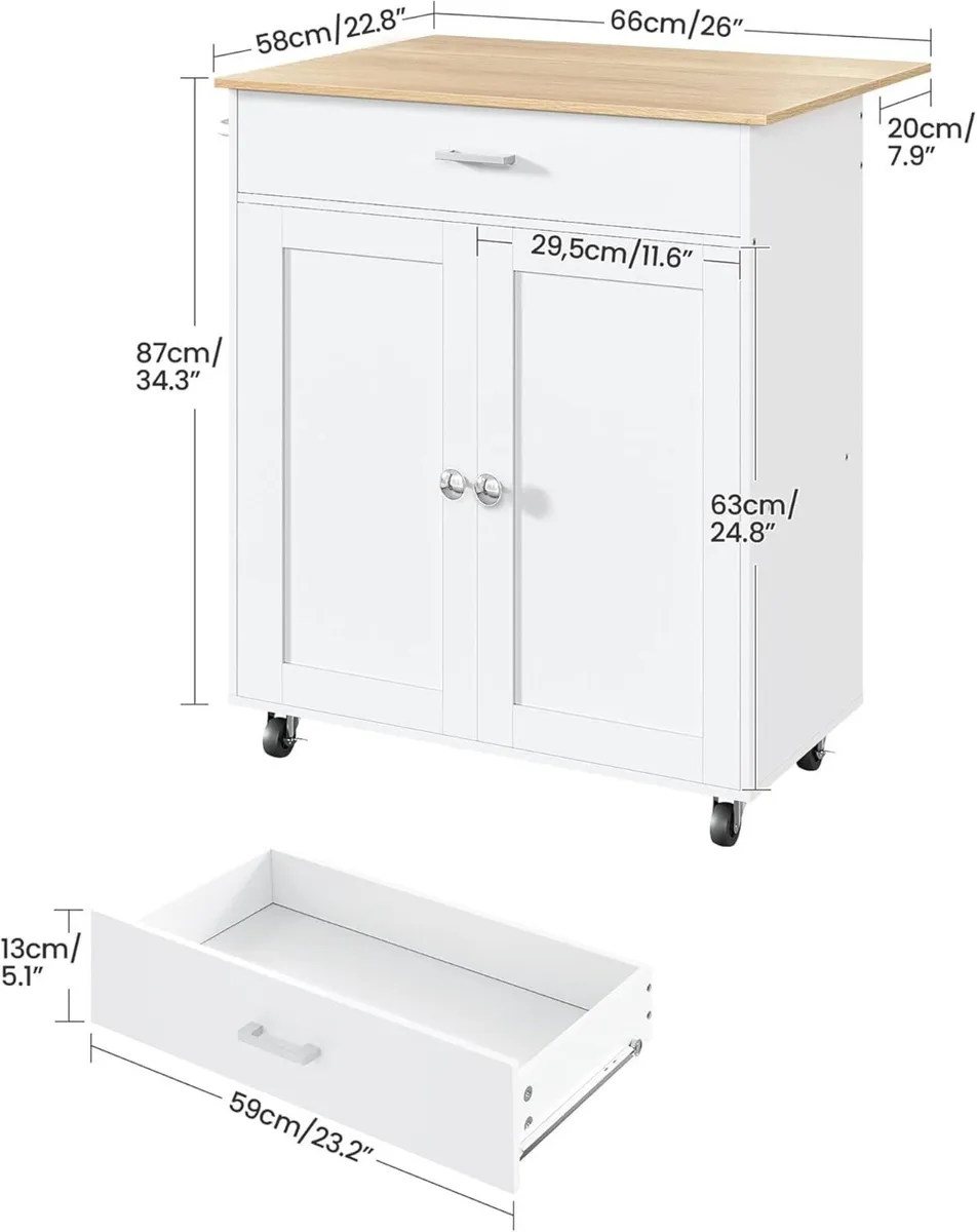 Kitchen Island Farmhouse Cart with One Double - Image 3