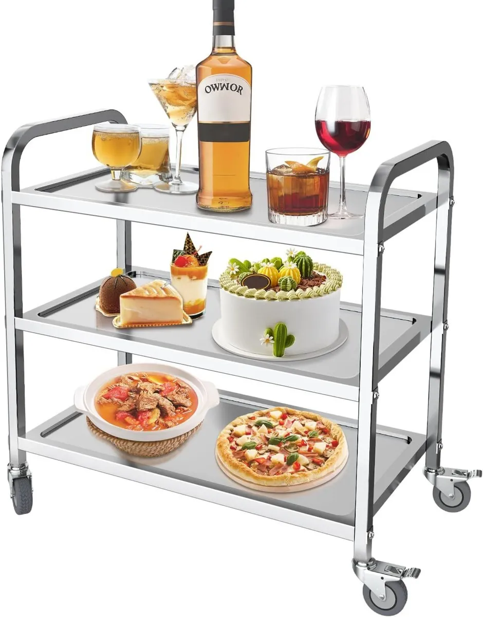 3 Tier Stainless Steel Kitchen Trolley Cart - Image 1