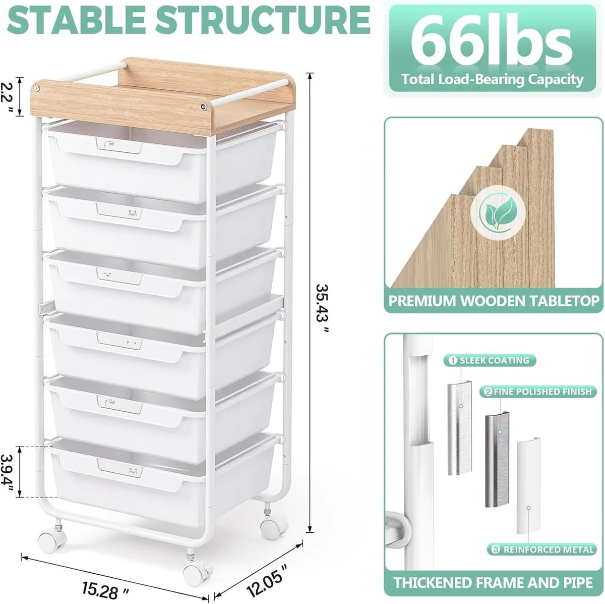 6-Drawer -Rollong-Utility-Storage-Craft-Art-Organi - Image 3