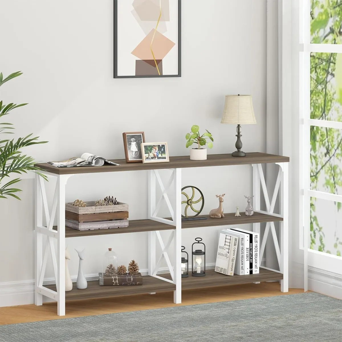 Farmhouse Entryway Table Industrial Wood Sofa - Image 3