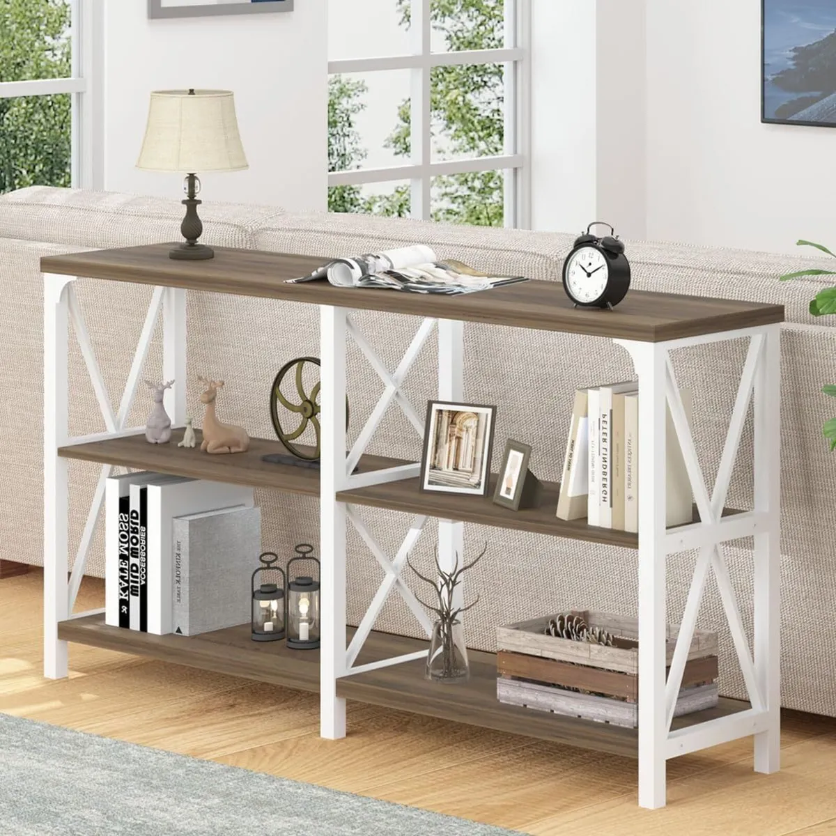 Farmhouse Entryway Table Industrial Wood Sofa - Image 1