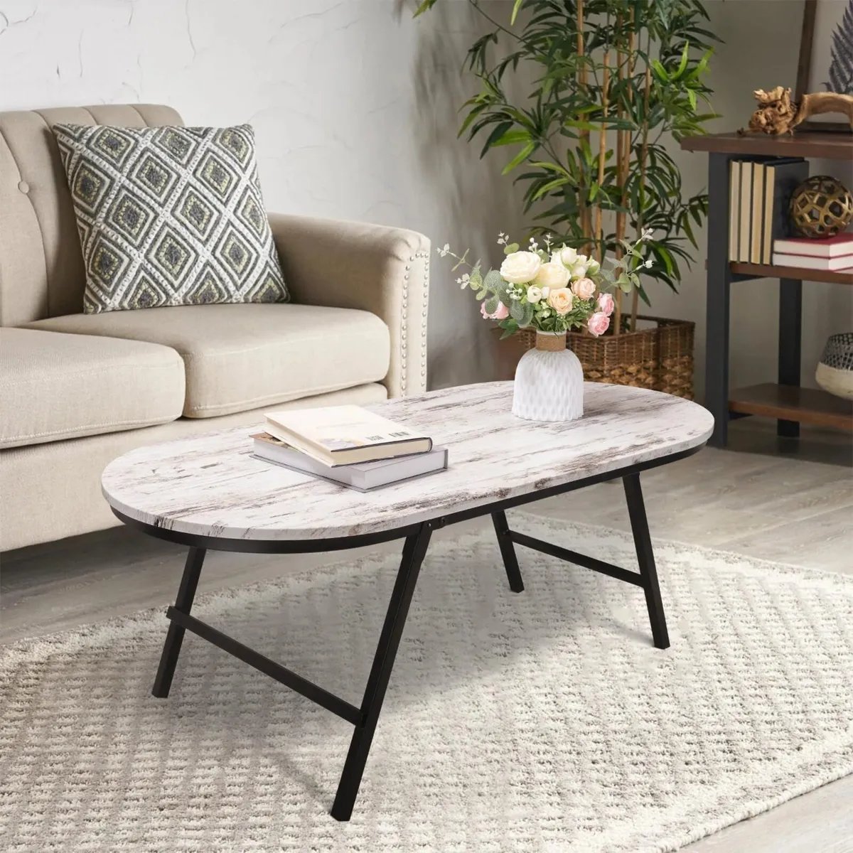 Folding Small Coffee Table Wood Low Tables with - Image 2