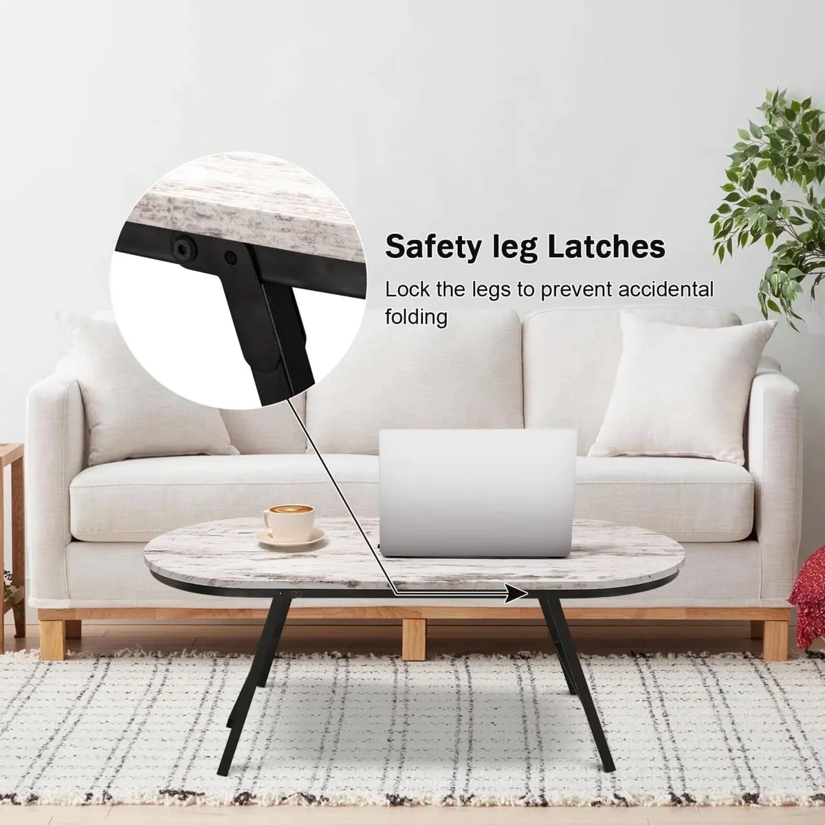 Folding Small Coffee Table Wood Low Tables with - Image 4