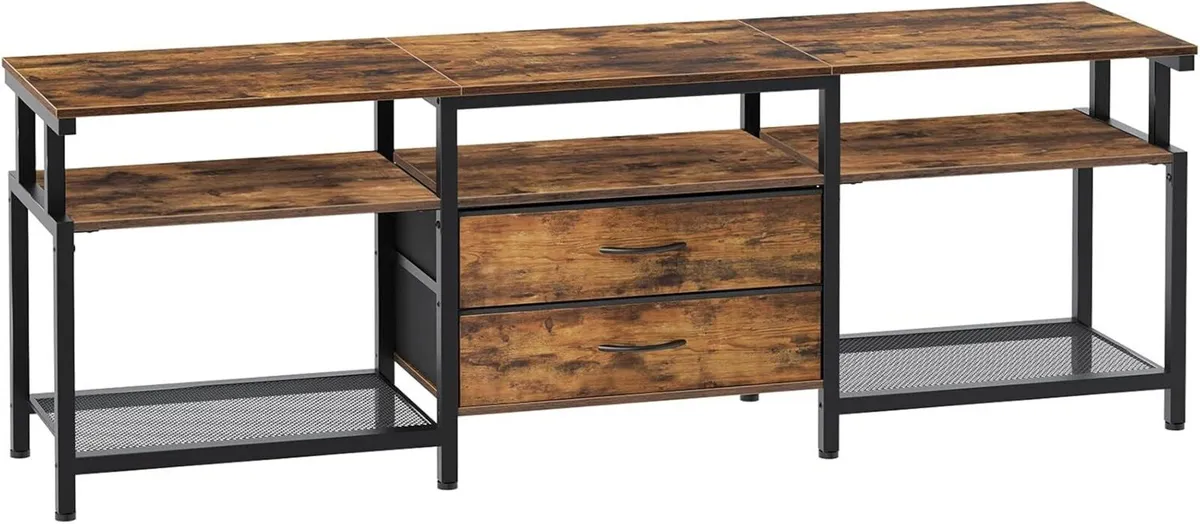 TV Stand Unit Cabinet with Open Storage Shelves - Image 1