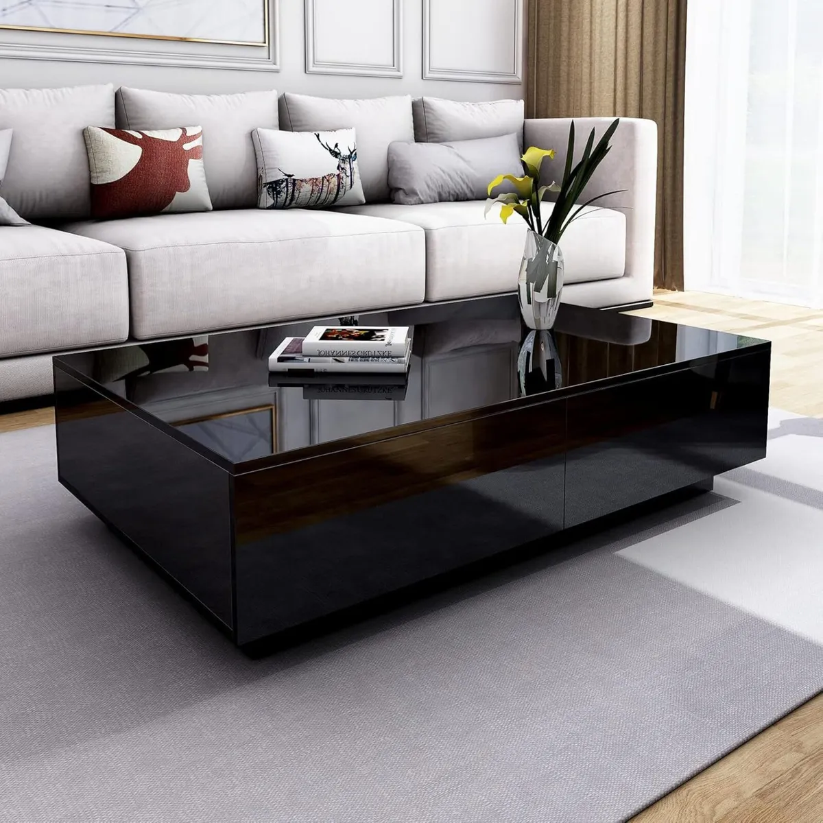 Coffee Table Centre Tea for Living Room Black - Image 1