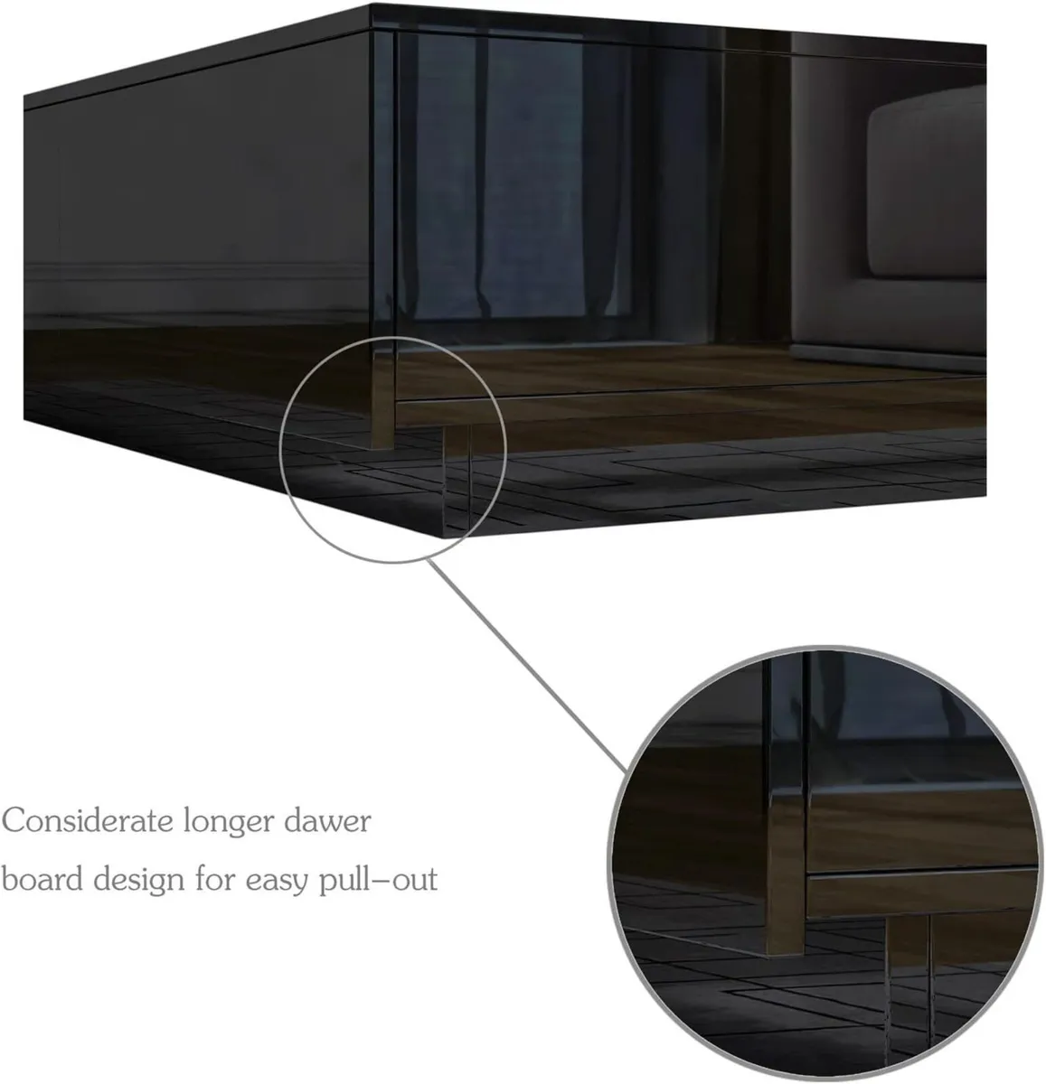 Coffee Table Centre Tea for Living Room Black - Image 4