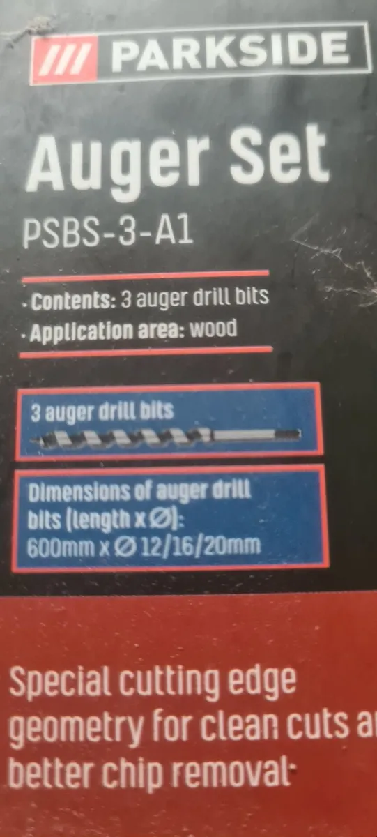 Wood Auger set  x 3 long bits - Image 2