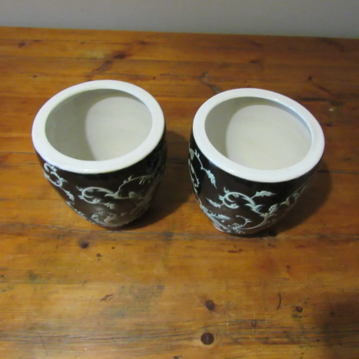 Pair of Glazed Ceramic Plant Pots - Image 2