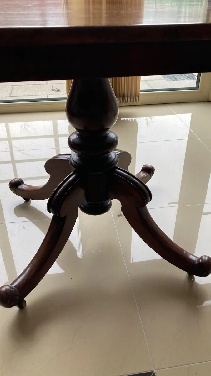 Antique Table and Antique Glass Cabinet - Image 1