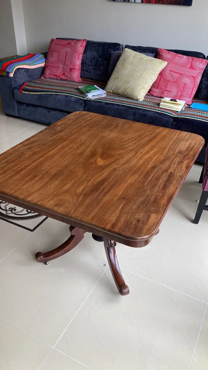 Antique Table and Antique Glass Cabinet - Image 3