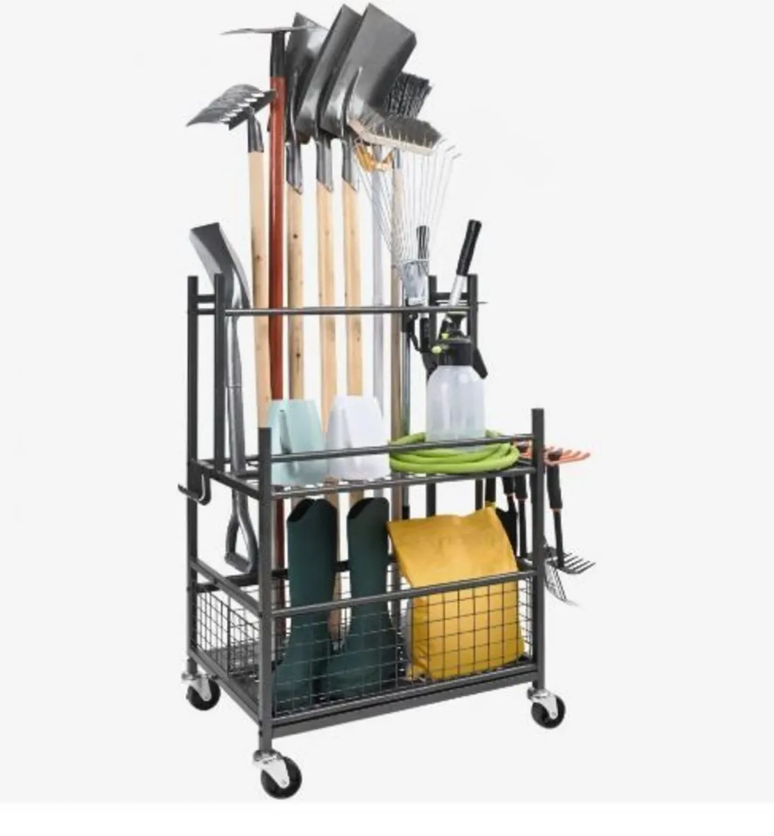 Garden Tool Organizer, 16 Slots with Hooks - Image 1