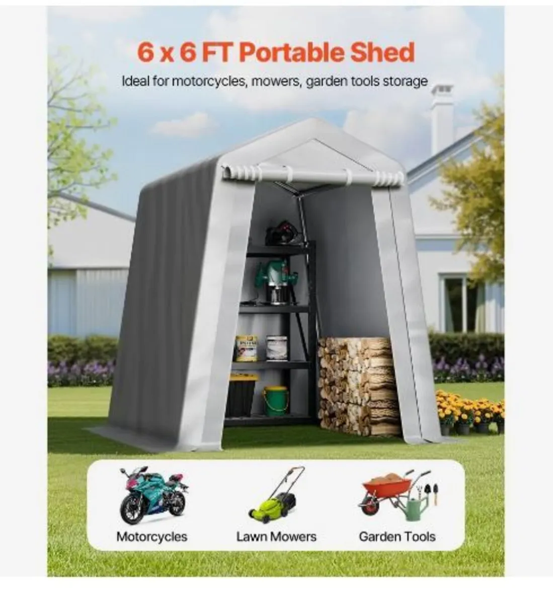 Outdoor Storage Shed, 6 x 6 ft Portable Storage - Image 1