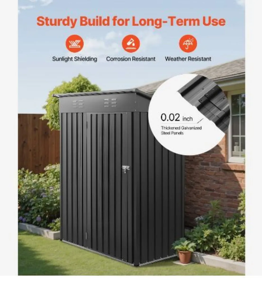 1533 x 876 x 1815 mm Metal Garden Shed - Image 4