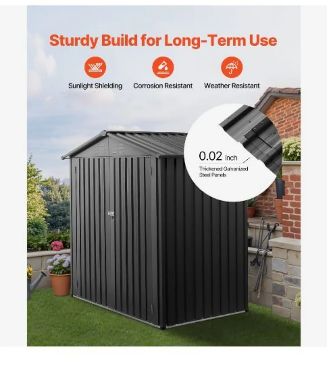 1860 x 1210 x 1841 mm Metal Garden Shed - Image 3