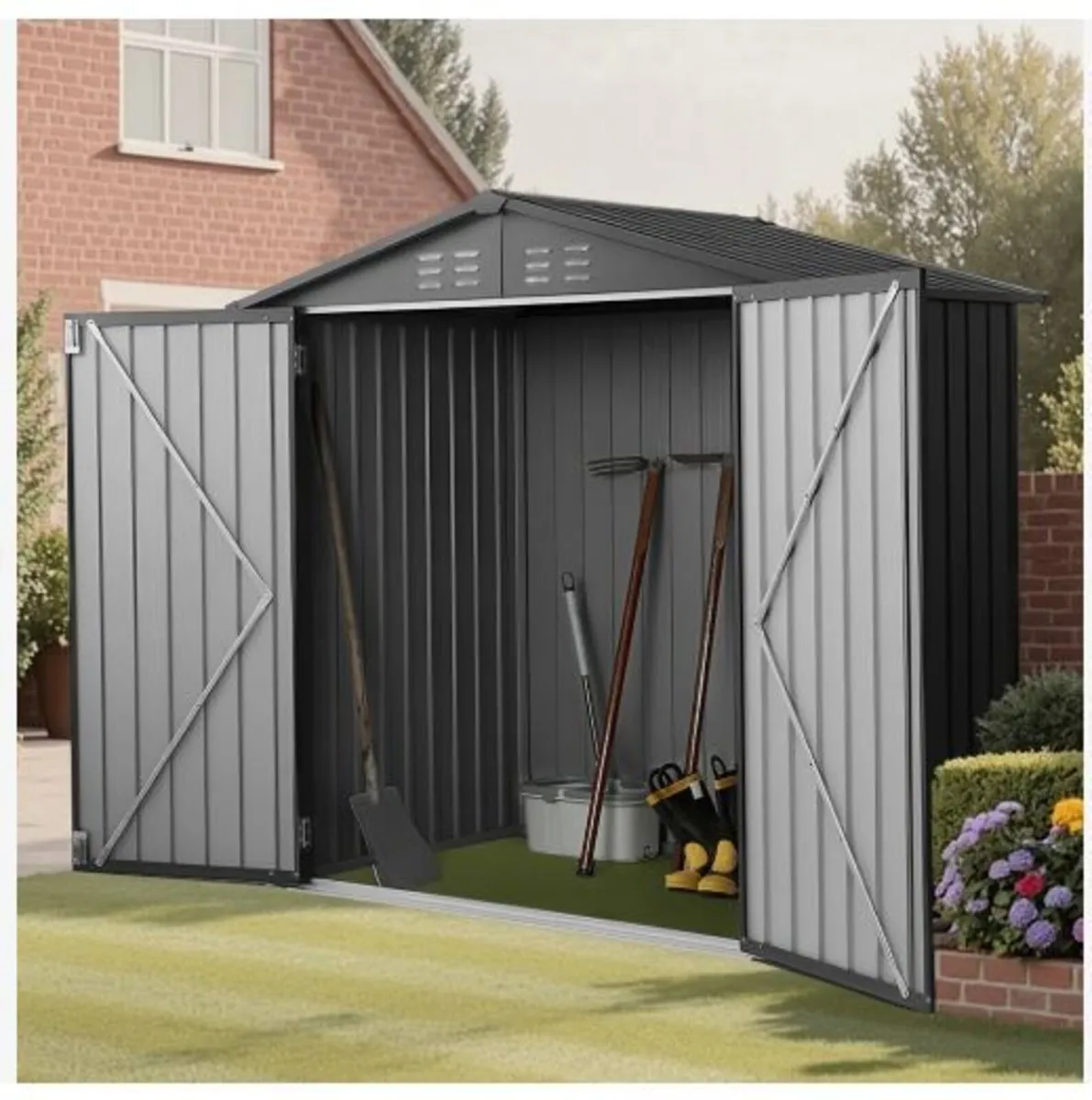 1860 x 1210 x 1841 mm Metal Garden Shed - Image 4