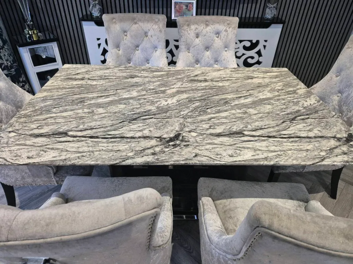 Marble table and 6 chairs - Image 2
