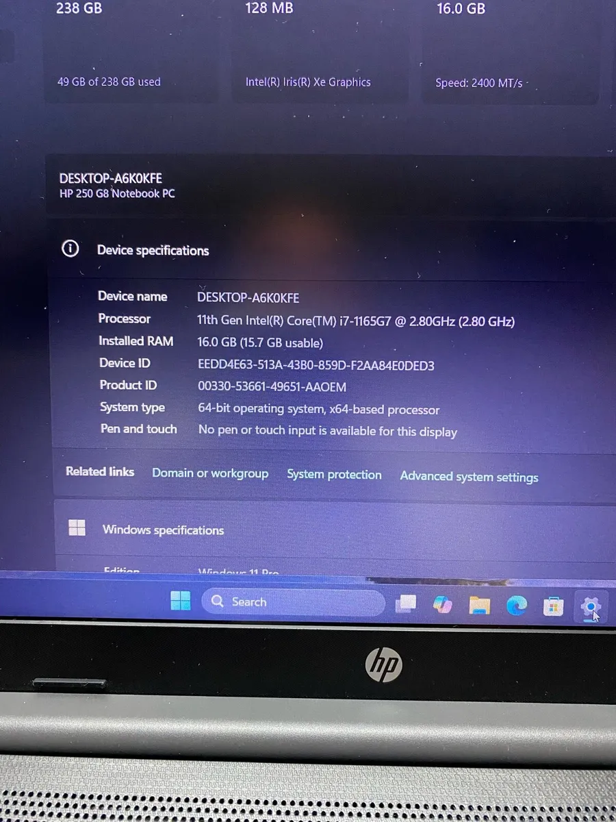 HP Laptop i7 pro 16/256 windows 11 - Image 4