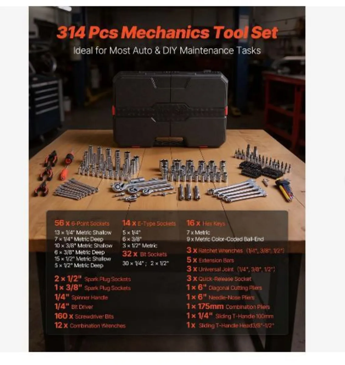 Mechanics Tool Set, 314-Piece Mechanic Tool - Image 3