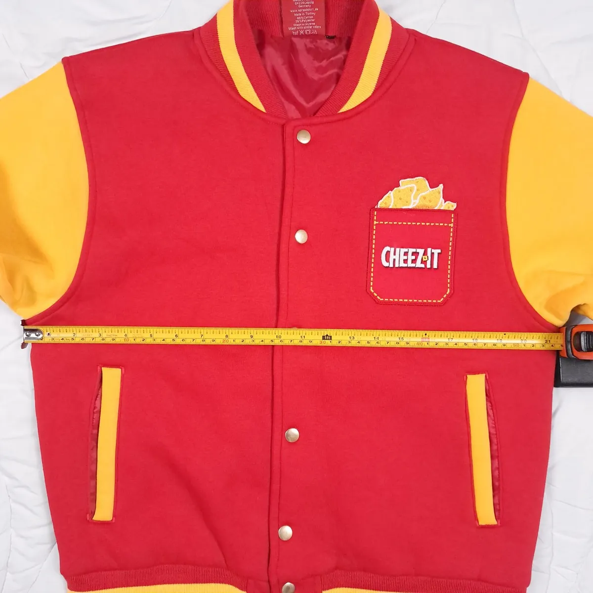 Cheez It Red Yellow Varsity Bomber Jacket Size M - Image 4