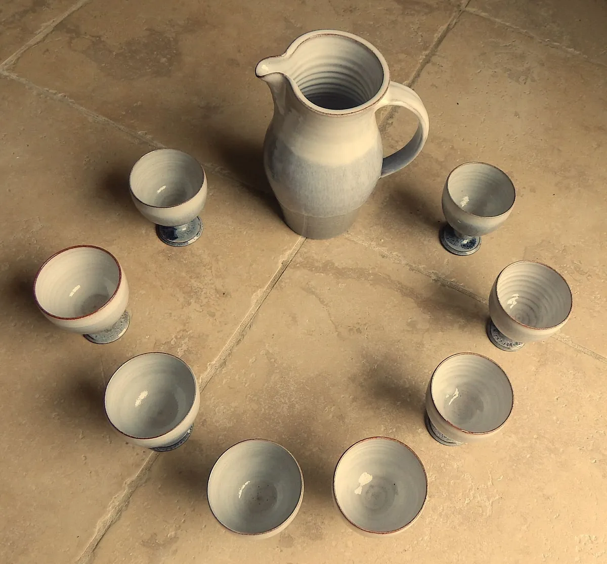 Woburn Pottery Glazed Pitcher & 8 Goblets - Image 2