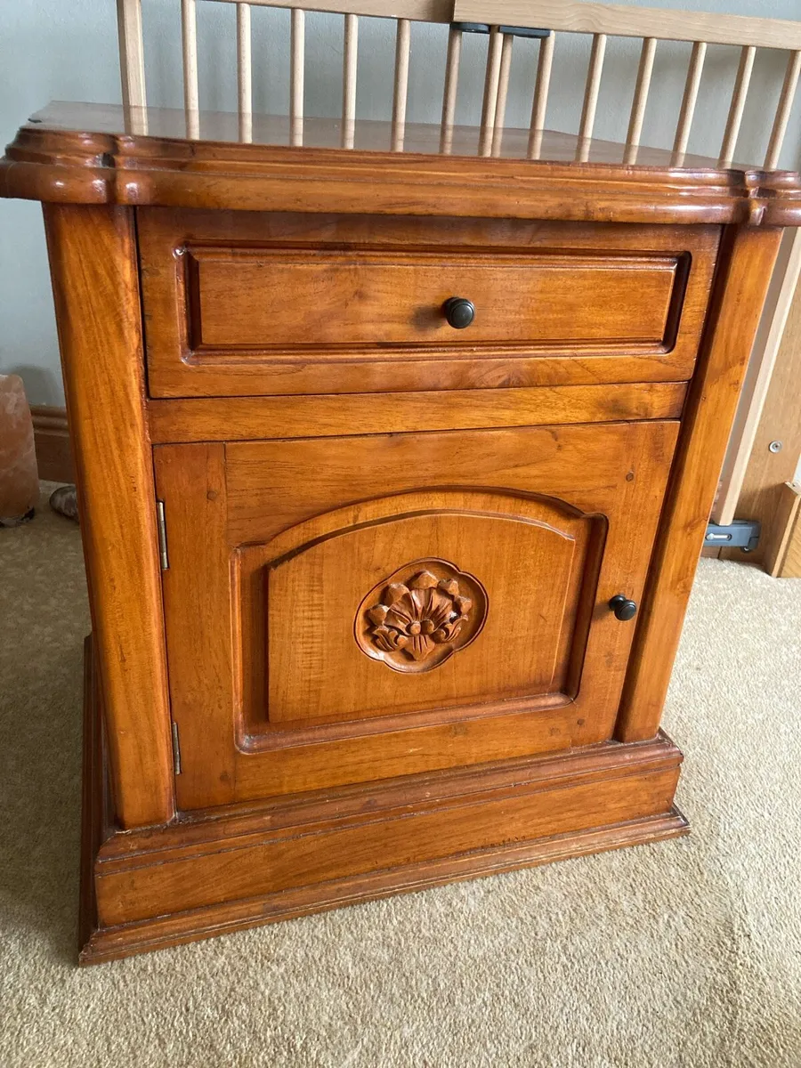 Two solid wood bed side lockers - Image 1