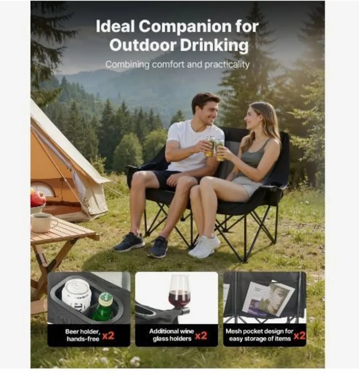 Double Camping Chair, Oversized Two Person - Image 4