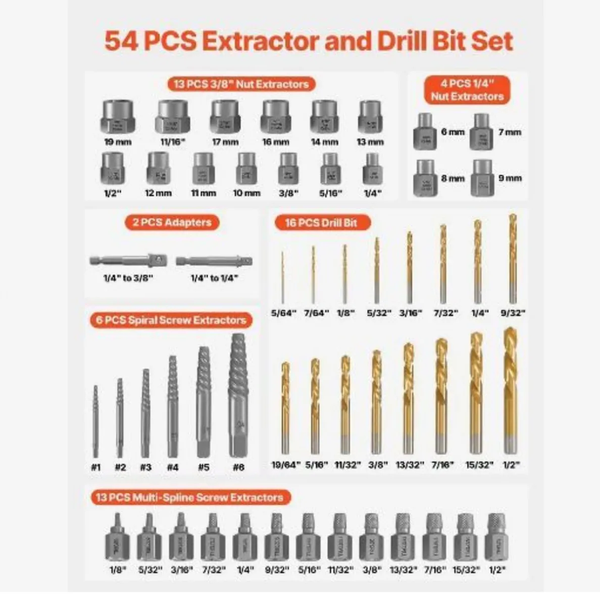 Screw Extractor Set with Drill Bits, 54 Pieces - Image 2