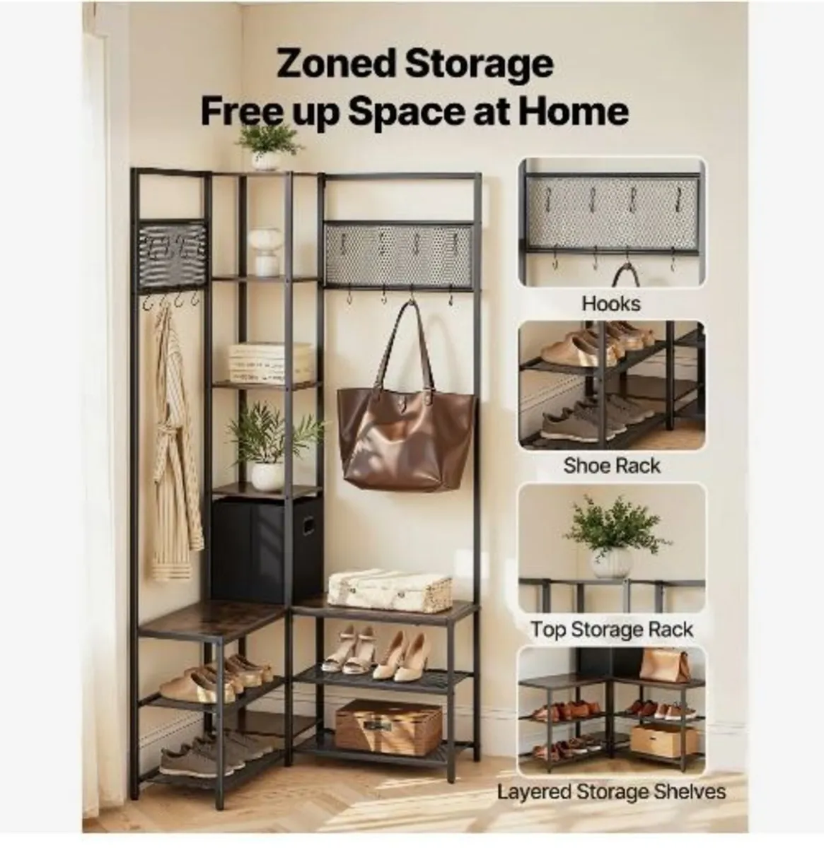 Corner Hall Tree with Shoe Bench, 1800 mm - Image 3