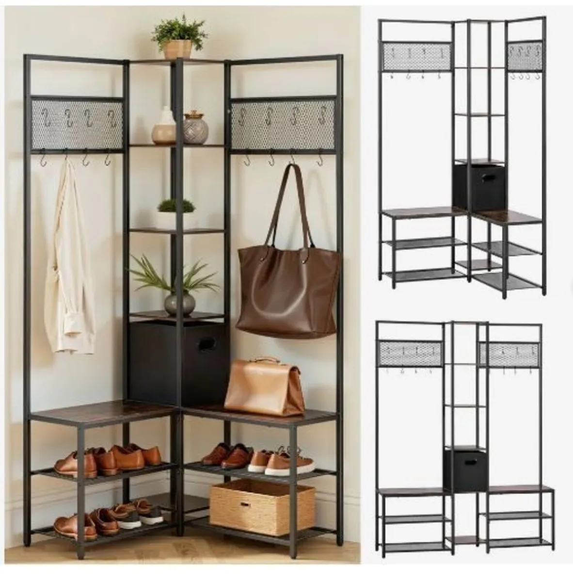 Corner Hall Tree with Shoe Bench, 1800 mm - Image 4