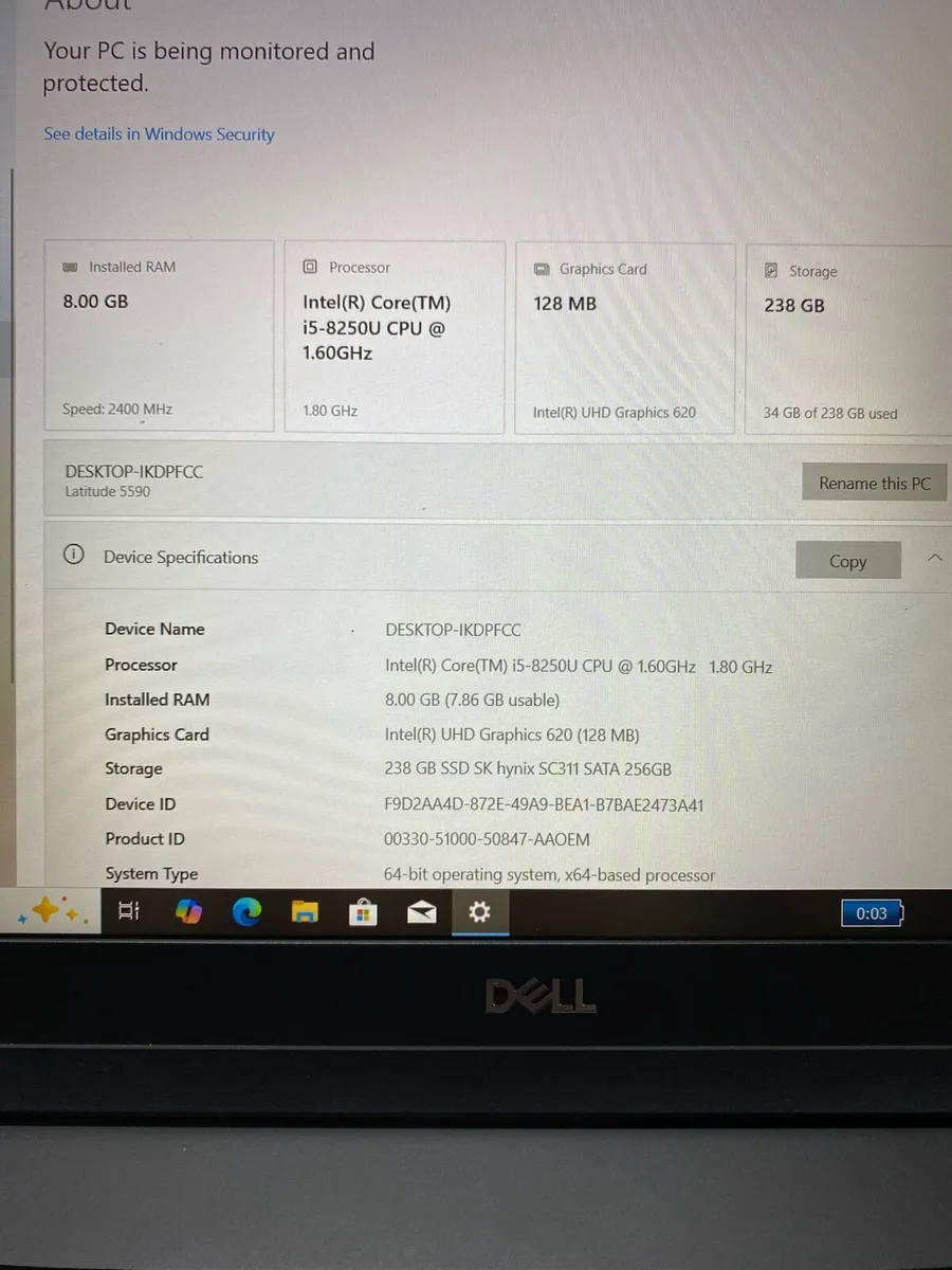 Dell laptop i5 pro 8/256 windows - Image 4
