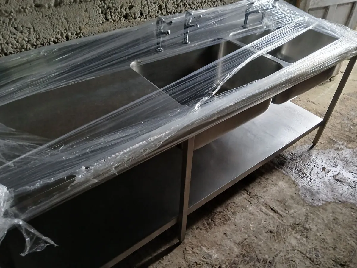 Staneless steel cabbinet double sink unit complete - Image 4