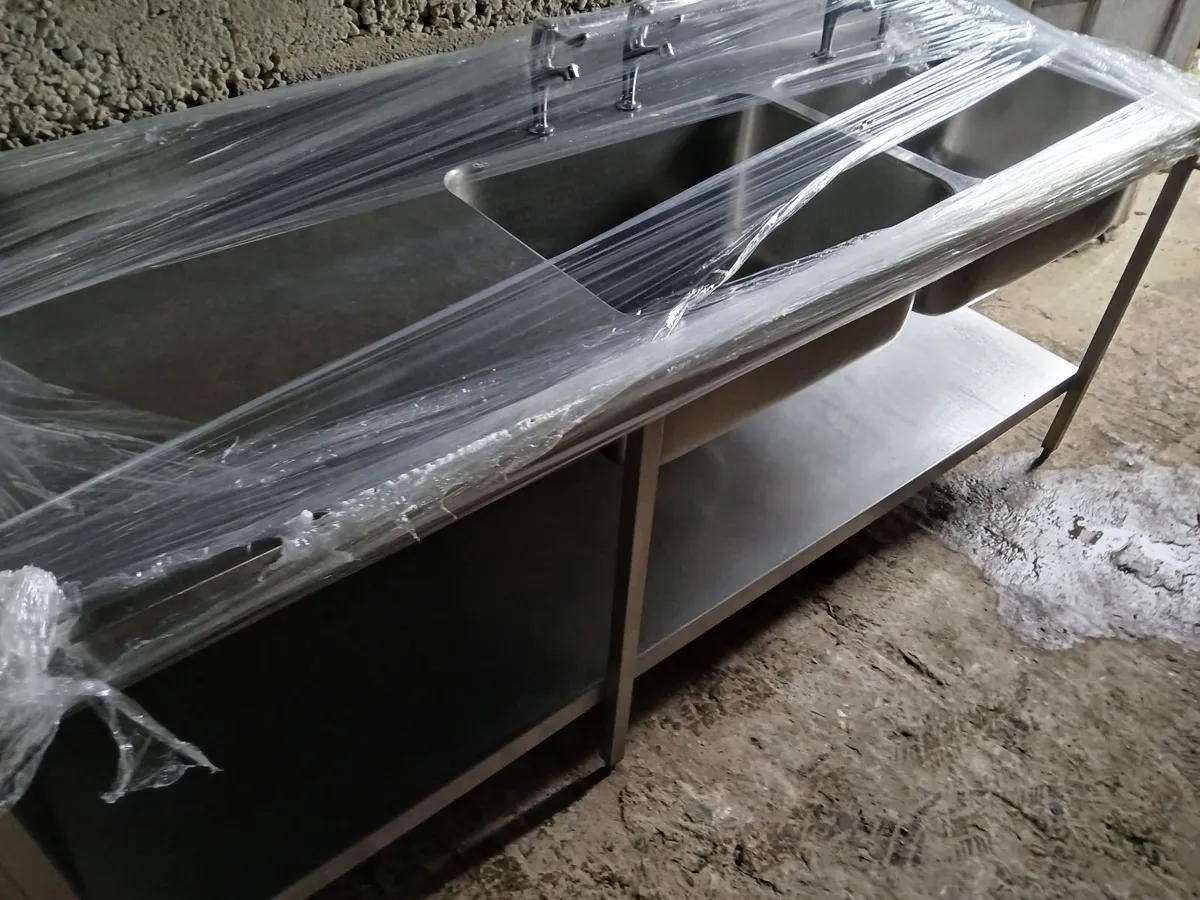 Staneless steel cabbinet double sink unit complete - Image 3