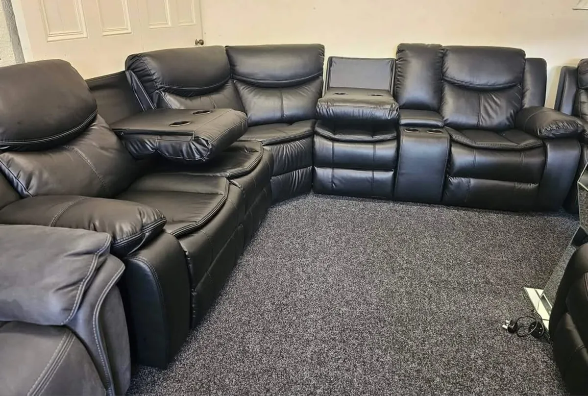 Valerie Leather Recliner Sofa With Console Part - Image 4