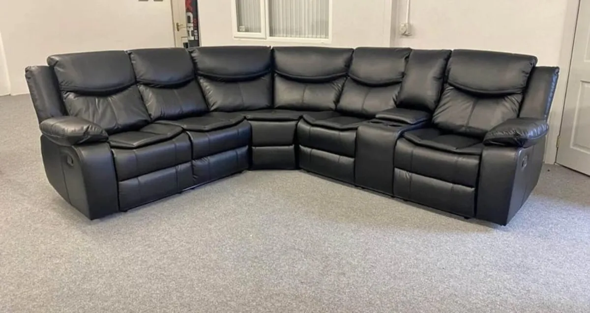 Valerie Leather Recliner Sofa With Console Part - Image 3